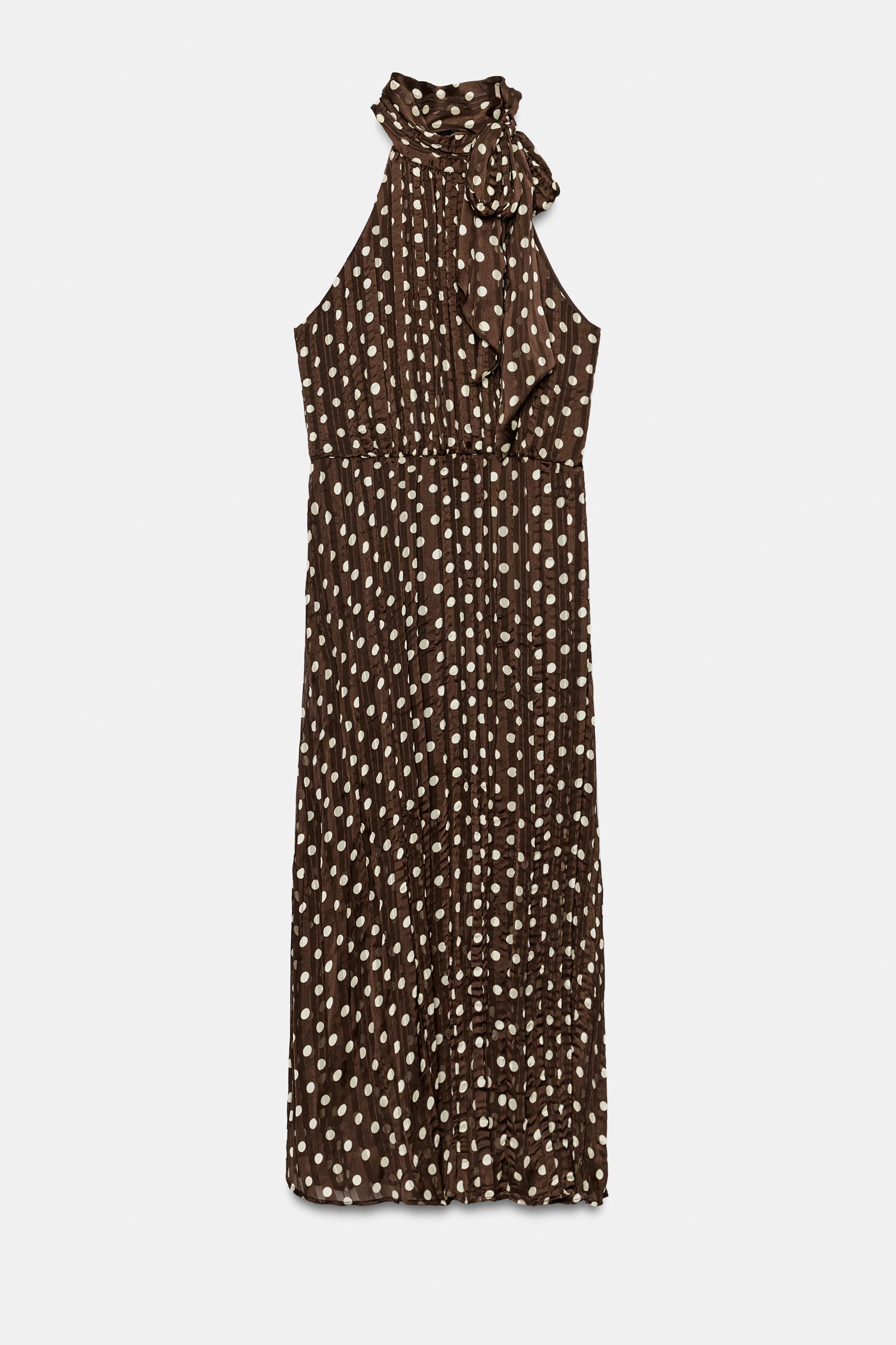 TIED POLKA DOT MIDI DRESS